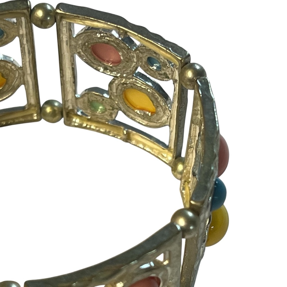 Vintage 1980’s Elasticized Cuff Bracelet Easter/Spring Pastel Colors - Picture 3 of 6